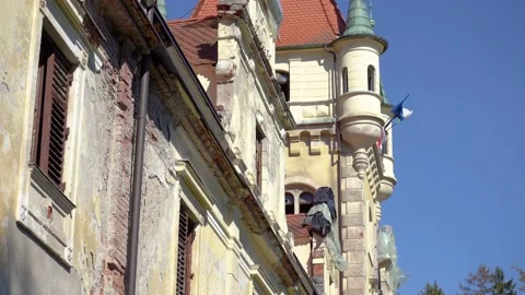 Close up abandoned Viltuš (Viltus or Wildhaus) castle in Slovenia Stock Footage 183305634