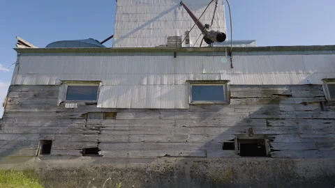 Close Up Of Abandoned Wooden Grain Elevator Stock Footage 246070169