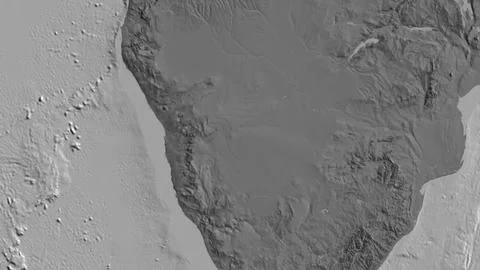Close-up of abilevel map centered on Namibia Illustrazione stock