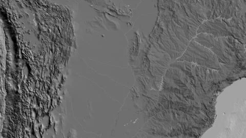 Close-up of abilevel map centered on Paraguay Ilustración de archivo