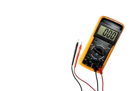 Close up from above of work tools on electrical installations, isolated on wh Stock Photos