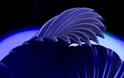 Close Up Abstract 3D Royal Blue Padded Nautilus Spiral Structure Stock Illustration