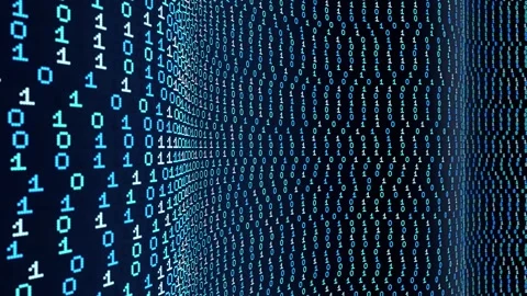Close up abstract binary code in blue and white, computer language, software Stock Footage 317638408