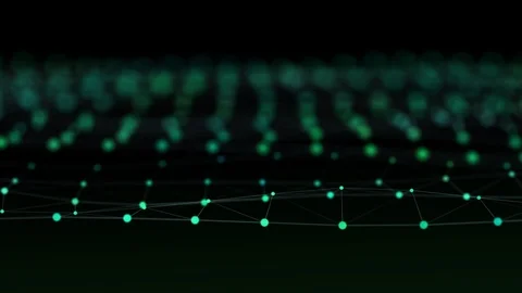 Close up of abstract bridge contraction structure out of shiny dpts and lines. Stock Footage 113801572