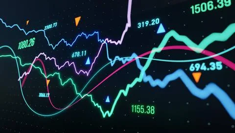 Close-up abstract business chart, data and lines, business concept. Close-... Foto stock
