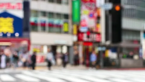 Close up abstract defocus timelapse of busy intersection in Shinjuku ward  Stock Footage 188547691
