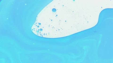 Close-up Abstract Expressions in Turquoise and White Paint Video stock 208761788