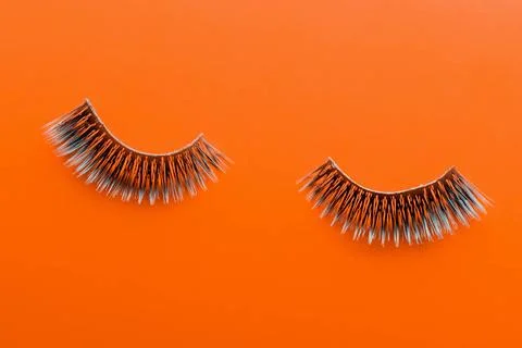 Close up of abstract false eyelashes. Black false eyelash. Mascara decorat... 写真素材