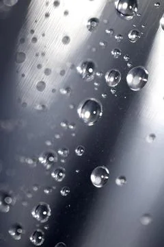 Close up of abstract floating bubbles water droplets condensation rain on a.. Stock Photos