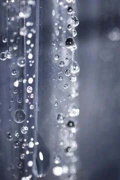 Close up of abstract floating bubbles water droplets condensation rain on a.. Stock Photos