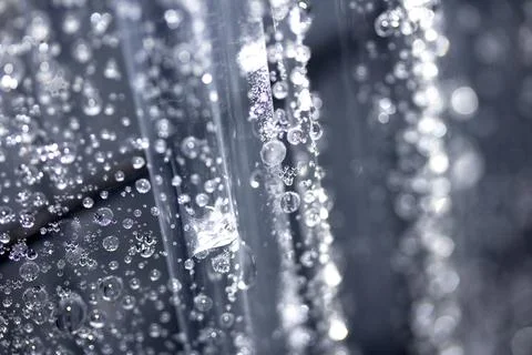 Close up of abstract floating bubbles water droplets condensation rain on a.. Foto stock