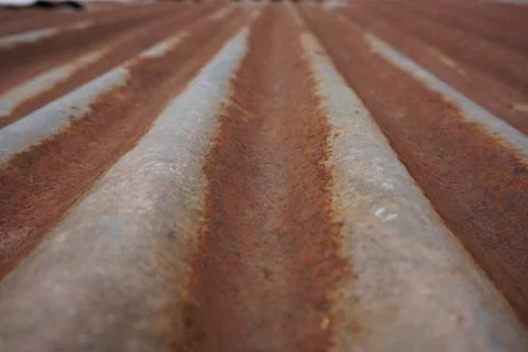 Close up of abstract galvanized iron rooftop Stock Photos