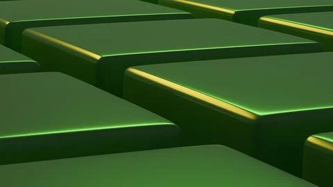 Close-up of abstract glowing green cube perspective イラスト素材