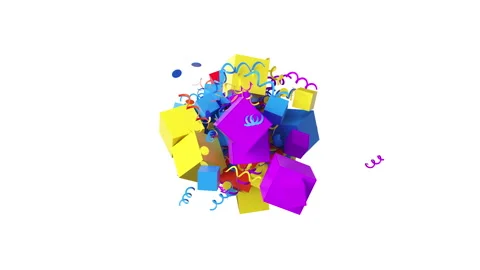 Close-up of abstract holiday confetti with cube shape on white background. 스톡 동영상 255916591