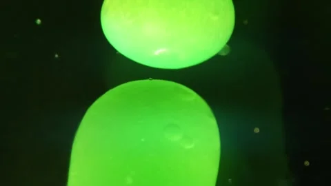 Close up abstract macro shots of green lava lamp background Video stock 267314172