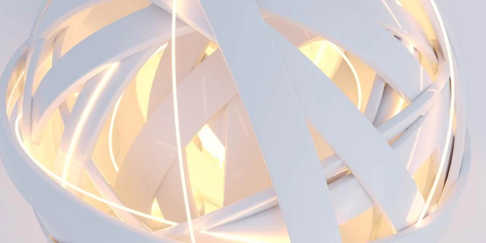 Close Up of abstract shape object With warm light Geometric Design 3d render イラスト素材