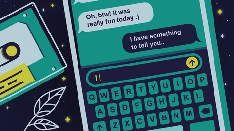 Close up of an abstract smartphone screen and chatting process, typing message I Stock Footage 126638729