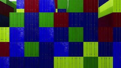 Close up of abstract stack freight containers loaded for transportation Stock Footage 192971422
