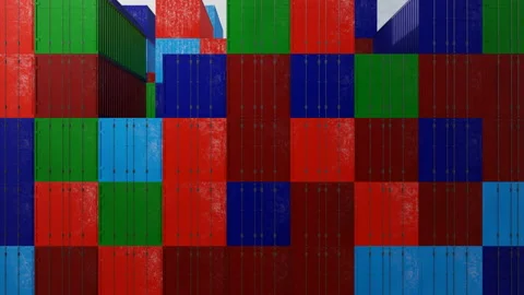 Close up of abstract stack freight containers loaded for transportation Stock Footage 194018520