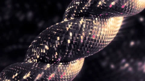 Close up of an abstract twisted metal chain with the glow inside, seamless loop Stock Footage 167261302