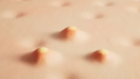 Close up abstract view of skin surface with inflamed pimples and bubbles ri.. Stock Footage 332229850