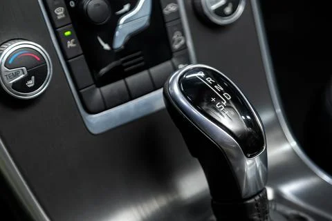 Close-up of the accelerator handle and buttons. automatic transmission gear o Stock Illustration