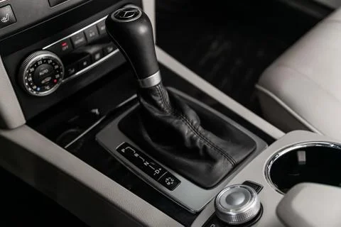 Close-up of the accelerator handle and buttons.  automatic transmission gear  Stock Photos