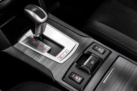 Close-up of the accelerator handle with silver metallic.  automatic transmiss Photos