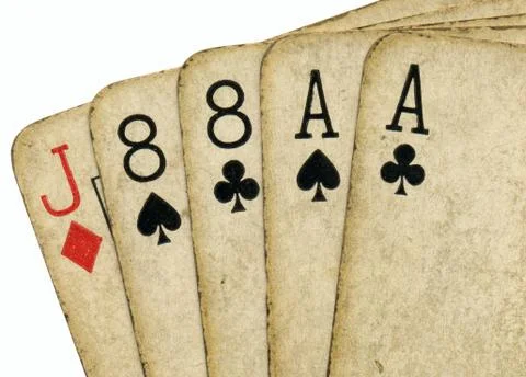 Close up of aces and eights, the dead mans hand. Stock Photos