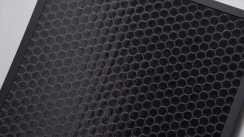 Close-Up of an Activated Carbon Filter for an Air Purifier. Stock Footage 315946801