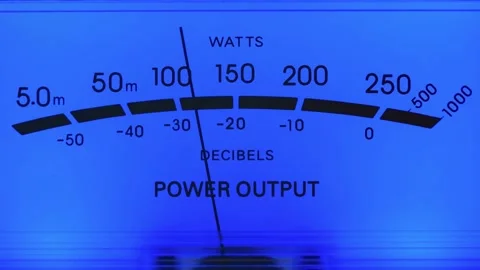 Close-up of an active blue audio vu meter Stock Footage 320063007