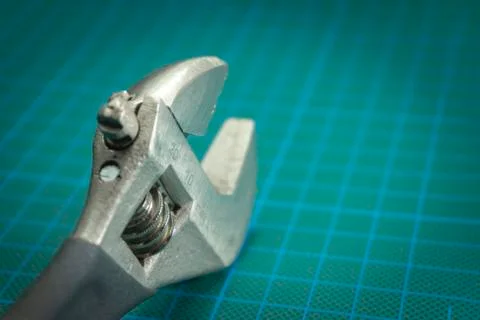 Close up adjustable wrench for hexagonal fasteners Stock Photos