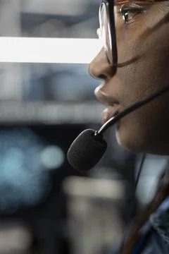 Close up of admin in data center providing technical support to customers Stock Photos
