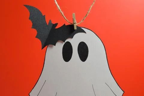Close-up of an adorable ghost and bat Stock Photos