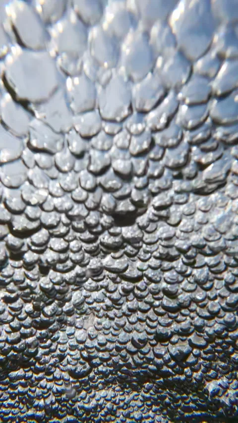 Close-up of aerated water surface in rapid stream quickly rushing towards camera Stock Footage 332854618