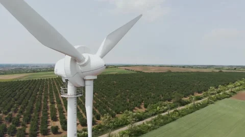 Close-up aerial 4K view of wind turbine blades. Stock Footage 169968248