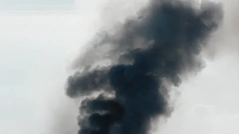 Close aerial of dark ash cloud rising at Fuego volcano in Guatemala Stock Footage 331047627