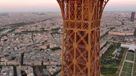 Close up Aerial Eiffel Tower, Paris, Cinematic drone 4k footage Stock Footage 247644653