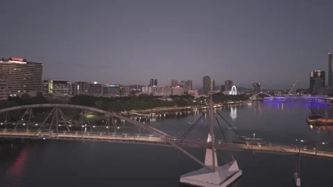 Close Aerial of the Goodwill Bridge Arch at Dusk Video stock 345085110