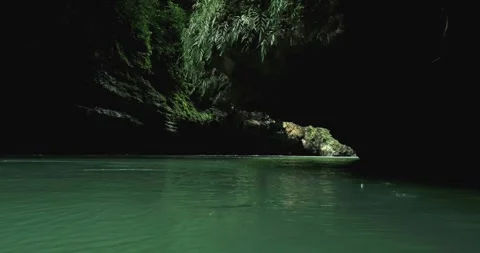 Close Up Aerial Jungle River Flow with Clear Water and Rock Details Stock-Footage 332491123