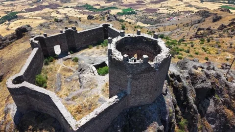 Close Aerial Quarter Orbit Around Ancient Stone Fortress Stock Footage 339629762