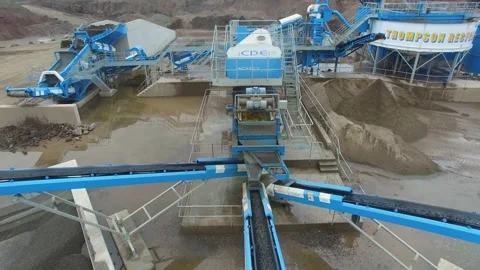 Close Aerial Shot of an active Quarry, Daytime, 4K/25F. High Quality Stock Footage 172071050