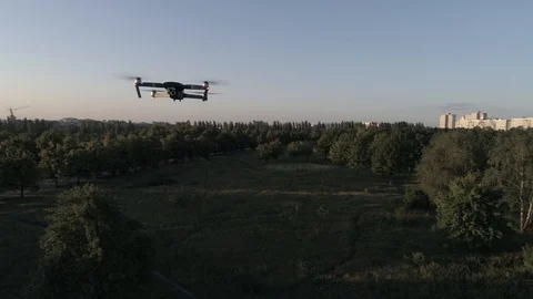 Close aerial shot of Mavic drone in the air Stock Footage 93252653