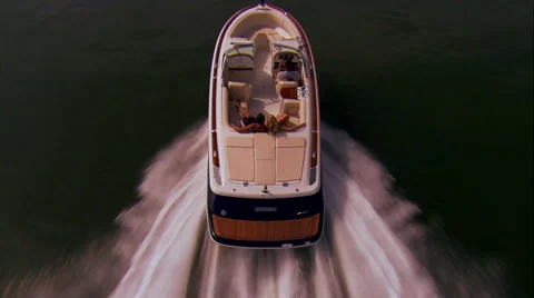 Close-up Aerial of Speed Boat Stock Footage