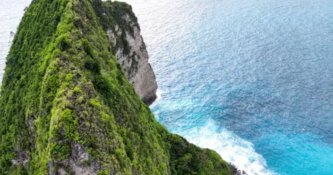 Close-Up Aerial of T-Rex Cliff at Kelingking Beach Nusa Penida Bali Stock Footage 331213995