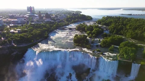 Close Aerial View of American Falls at Niagara Falls Video stock 337401611