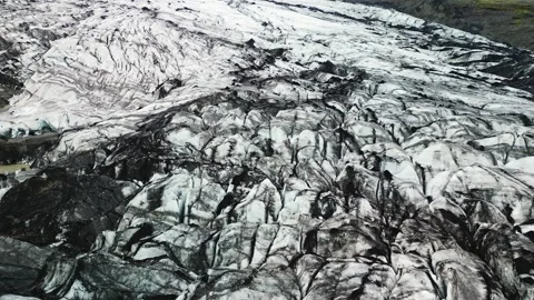 Close aerial view of cracked glacier surface in Iceland 4K Stock Footage 344275589