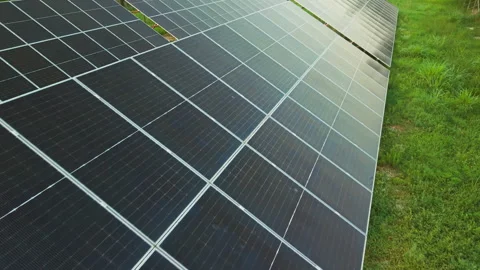 Close Aerial View of Solar Panel Array Video stock 340211873