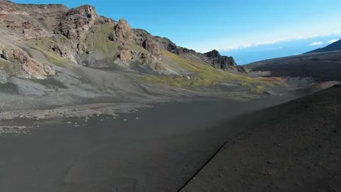 Close up aerial view of volcanic ashes in Haleakala crater, Hawaii Video stock 196912834