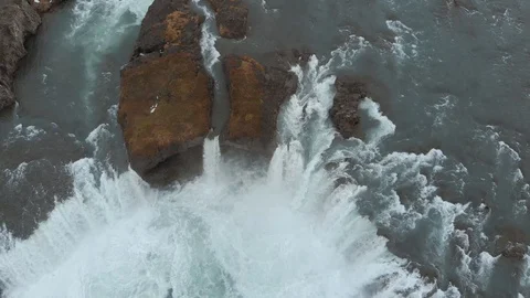 Close aerial view of waterfall Stock Footage 114164624